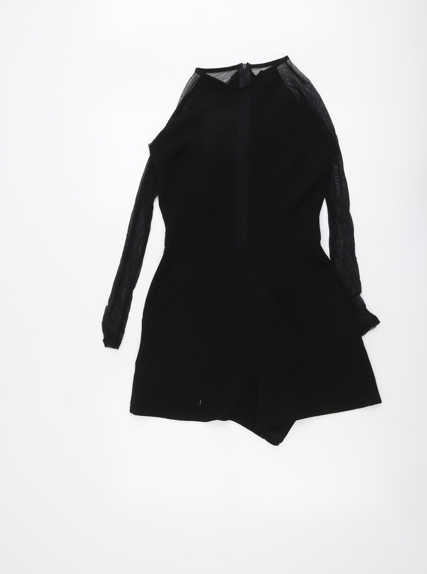 Zack Womens Black Polyester Playsuit One-Piece Size 8 Zip - Mesh Sleeves