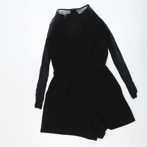 Zack Womens Black Polyester Playsuit One-Piece Size 8 Zip - Mesh Sleeves