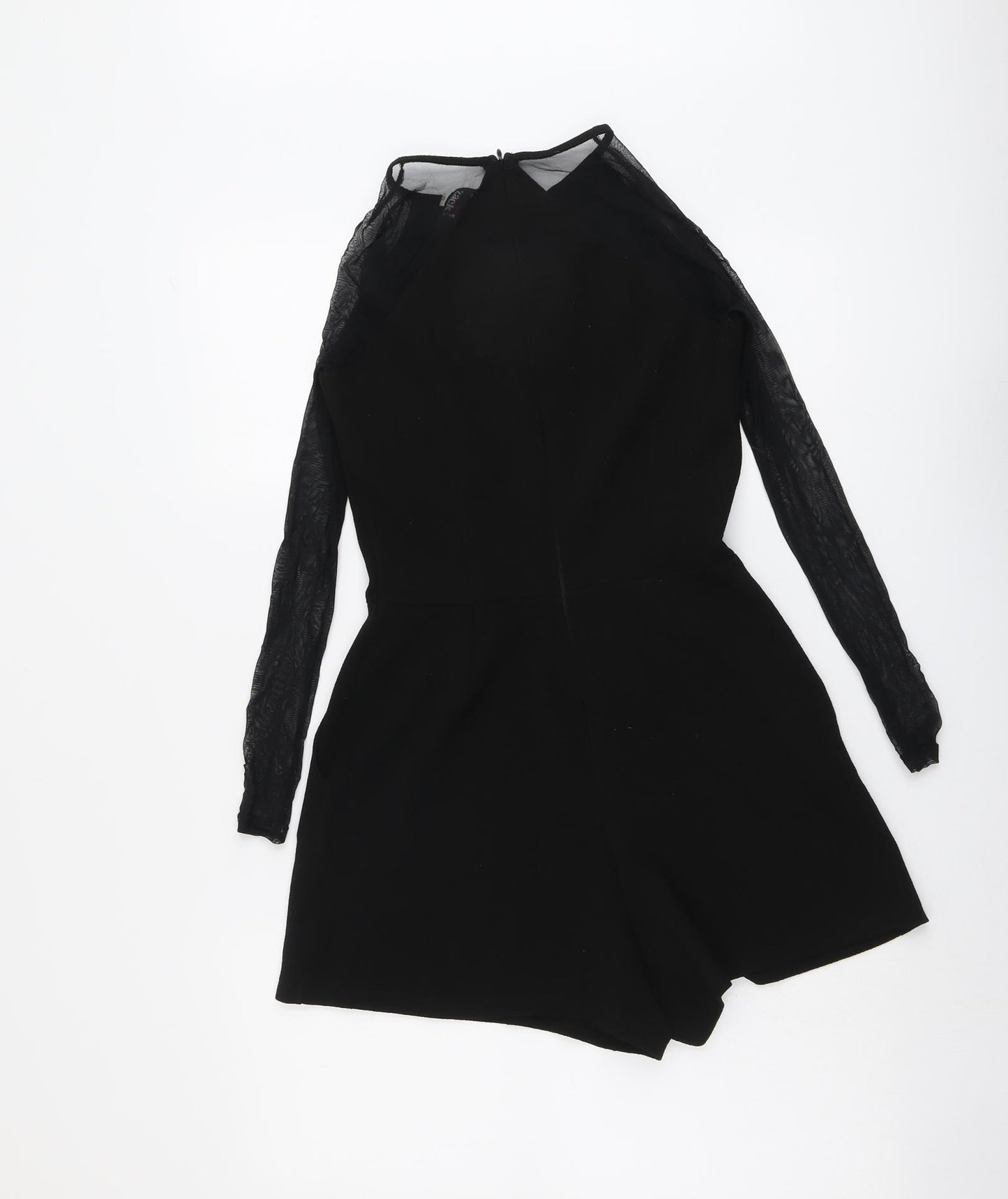 Zack Womens Black Polyester Playsuit One-Piece Size 8 Zip - Mesh Sleeves