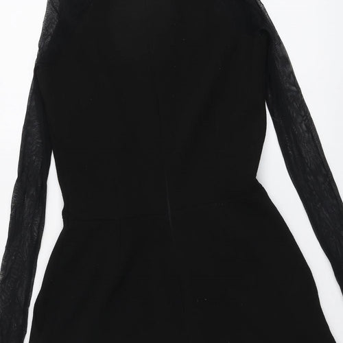 Zack Womens Black Polyester Playsuit One-Piece Size 8 Zip - Mesh Sleeves