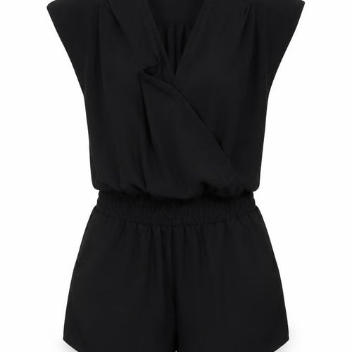 Lolita Lola Womens Black Polyester Playsuit One-Piece Size M Pullover - Wrap Front Detail