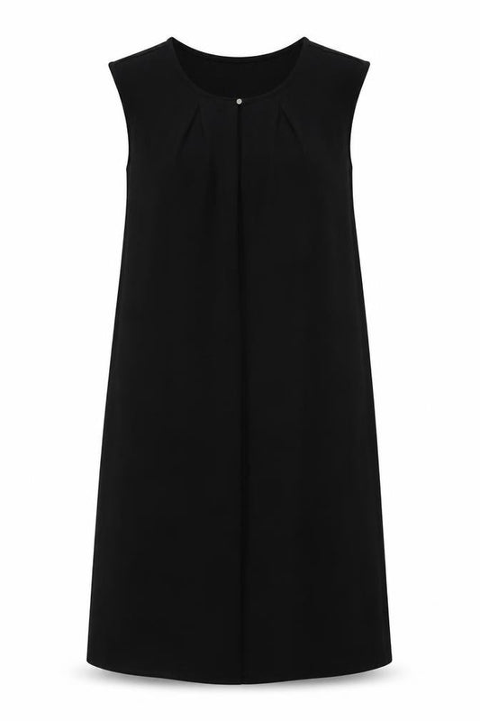 Front view of H&M women’s black polyester shift, size S, round neck pullover