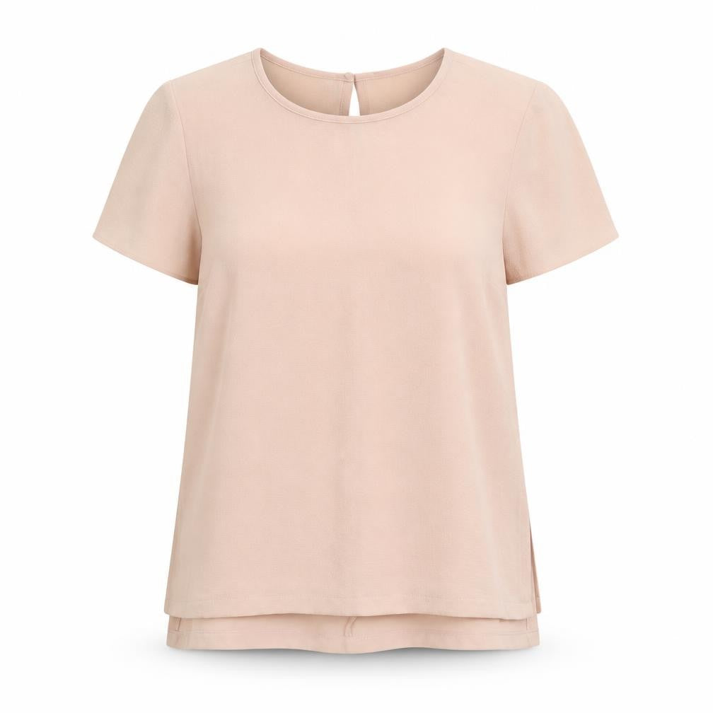 Front view of Dorothy Perkins women’s pink polyester basic t-shirt, size UK 8, round neck