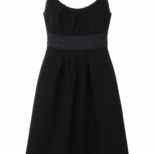 Linea Womens Black Polyester Skater Dress Size 10 Round Neck Zip