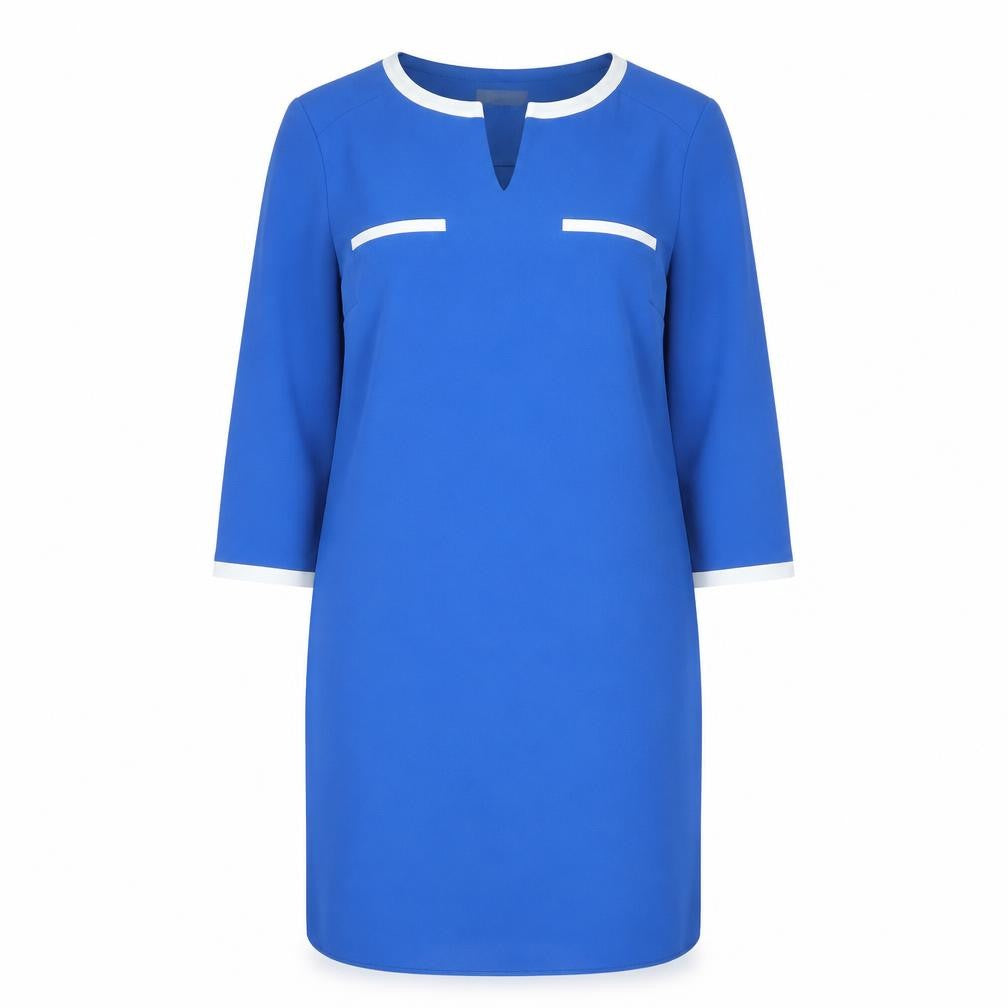 Front view of Planet women’s blue polyester a-line, size UK 12, v-neck pullover