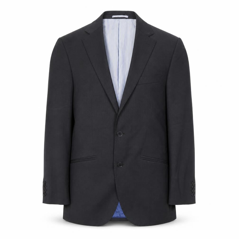 Front view of Marks & Spencer men’s black polyester jacket suit jacket, size 38, regular