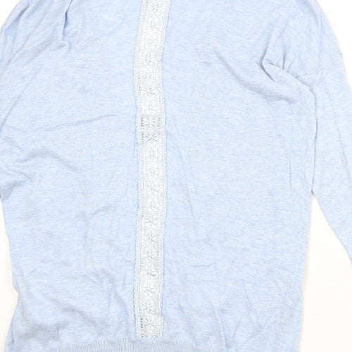 Dorothy Perkins Womens Blue V-Neck Cotton Cardigan Jumper Size 12 - Open
