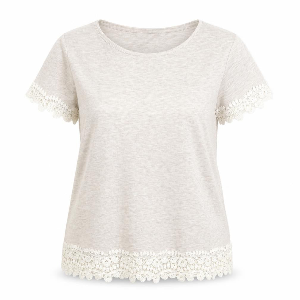 Front view of Dorothy Perkins women’s beige polyester basic t-shirt, size UK 12, round neck