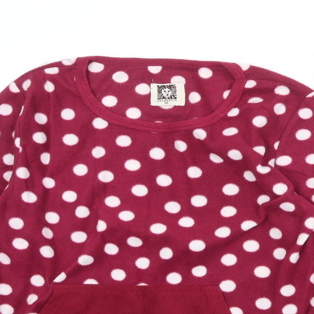 Anne Klein Womens Red Polka Dot Polyester Top One Piece Size M Pullover