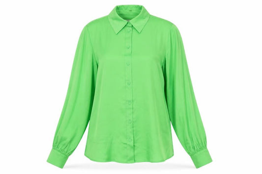 Front view of Marks & Spencer women’s green polyester basic button-up, size UK 6, collared