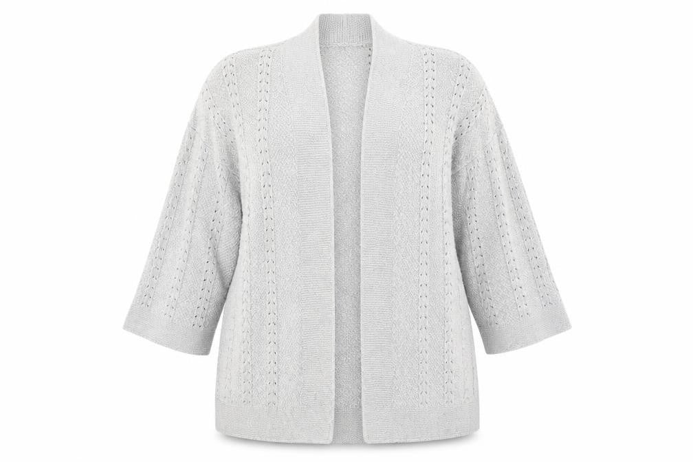EWM Womens Grey V-Neck Cotton Cardigan Jumper Size 18