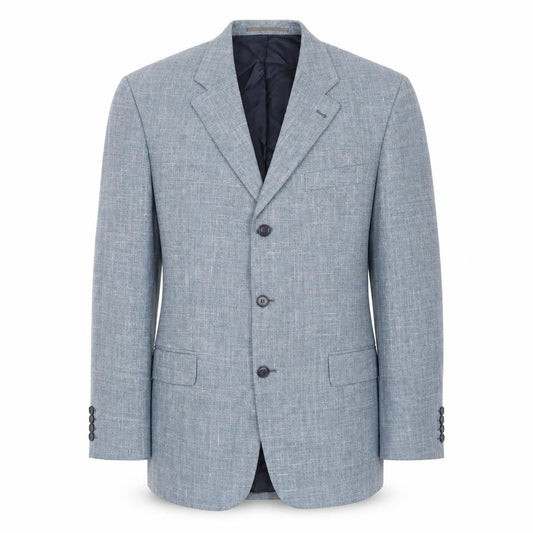 Front view of Digel men’s blue polyester jacket suit jacket, size 40, regular