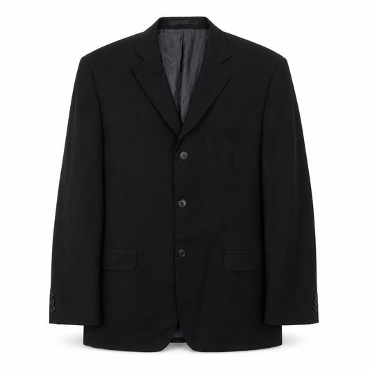 Front view of Marks & Spencer men’s black polyester jacket suit jacket, size 40, regular