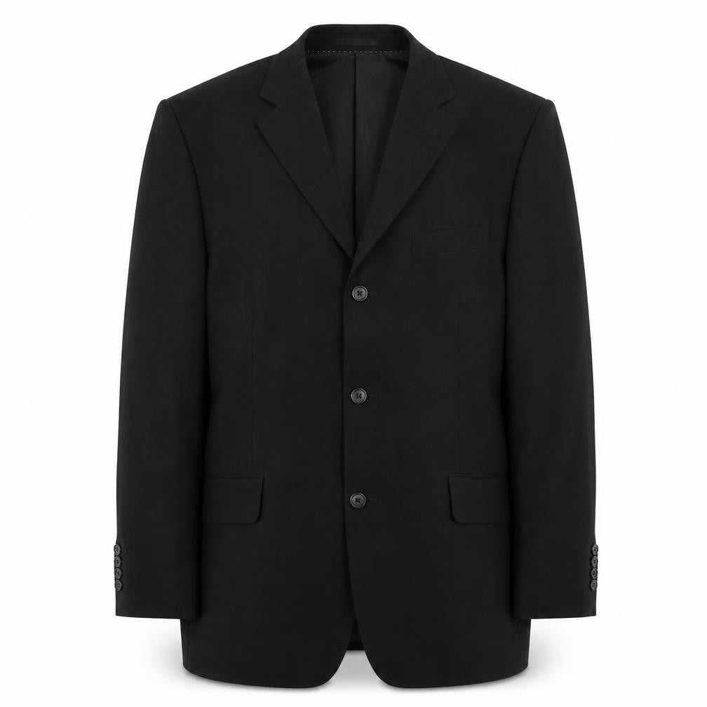 Front view of Rice men’s black polyester jacket suit jacket, size 42, regular