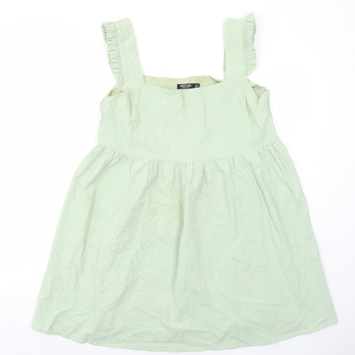 Nasty Gal Womens Green Cotton Basic Tank Size 12 Square Neck - Ruffle