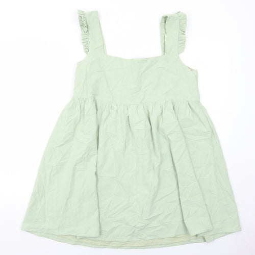 Nasty Gal Womens Green Cotton Basic Tank Size 12 Square Neck - Ruffle