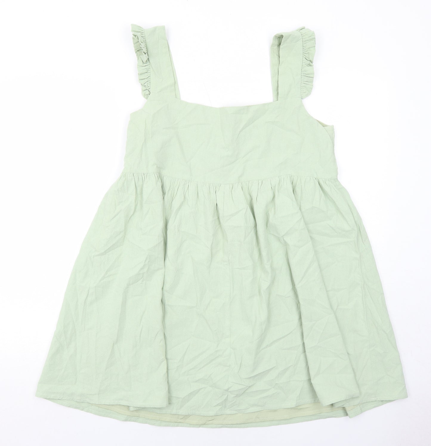 Nasty Gal Womens Green Cotton Basic Tank Size 12 Square Neck - Ruffle