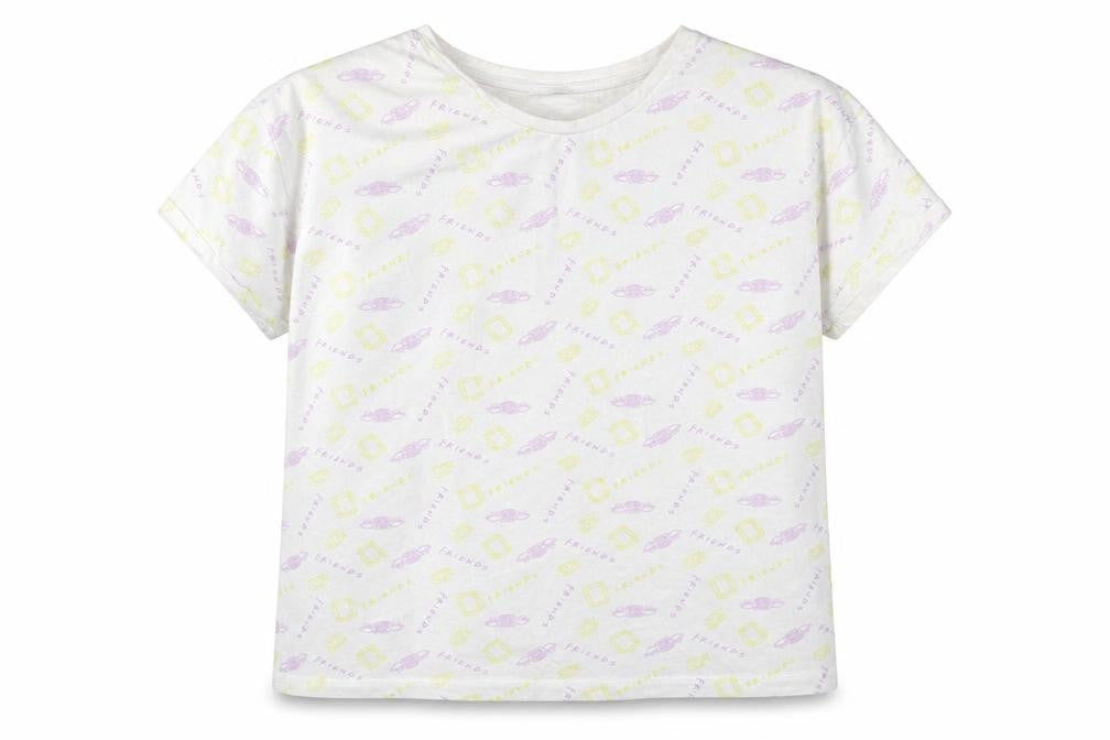 Friends Girls White Geometric Cotton Pullover T-Shirt Size 12-13 Years Round Neck Pullover