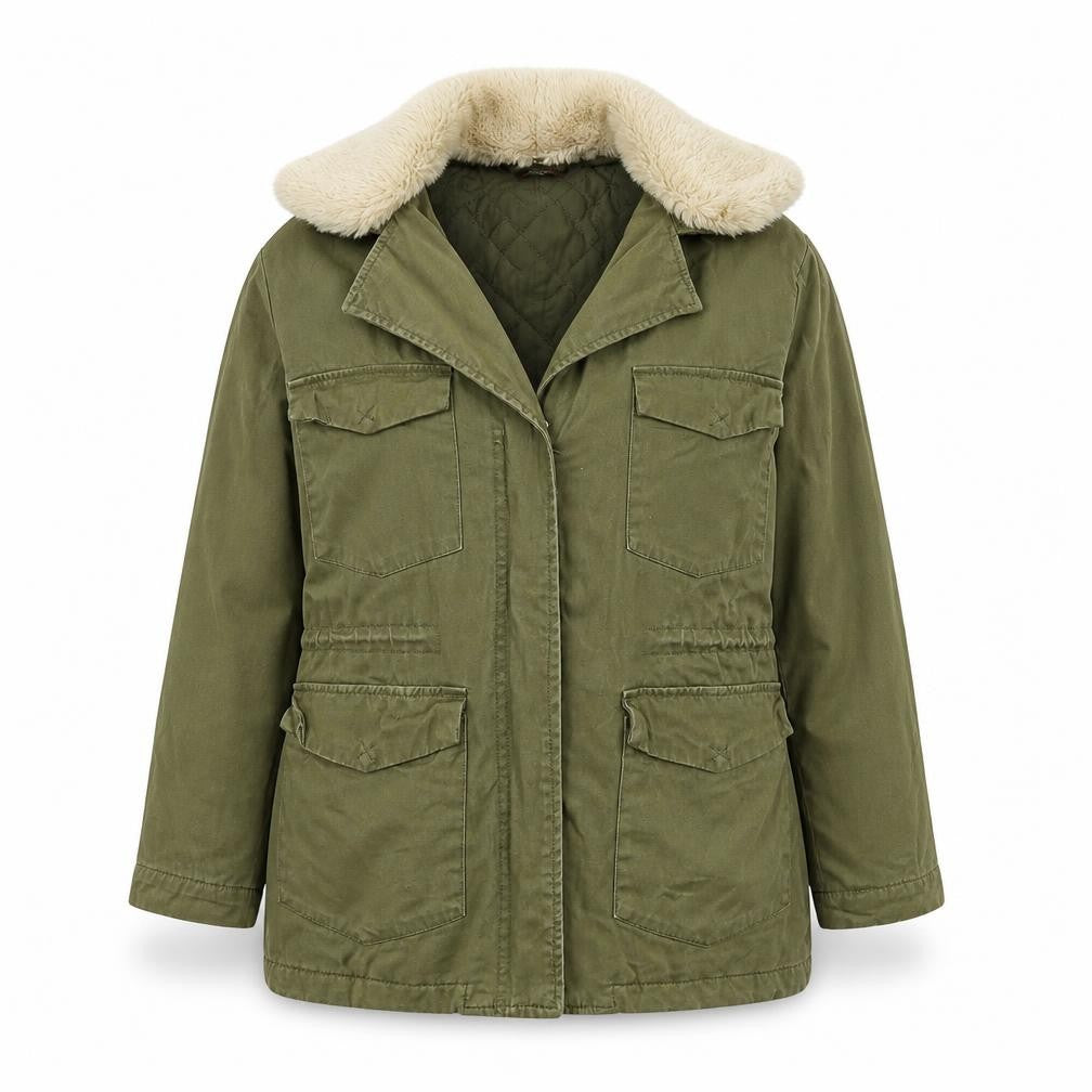 Pull&Bear Womens Green Jacket Size S Zip - Badges Detail