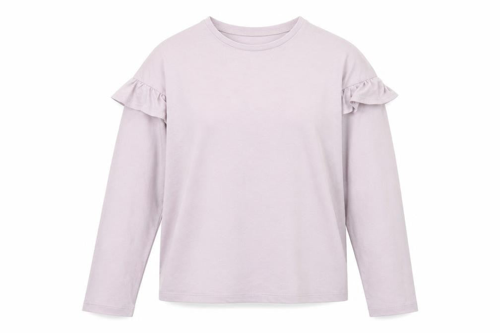 Front view of New Look women’s purple polyester basic t-shirt, size UK 6, round neck