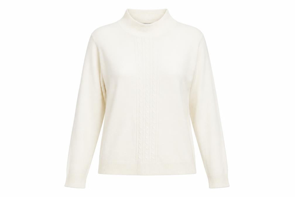 Front view of Next women’s ivory mock neck acrylic jumper, size UK 8