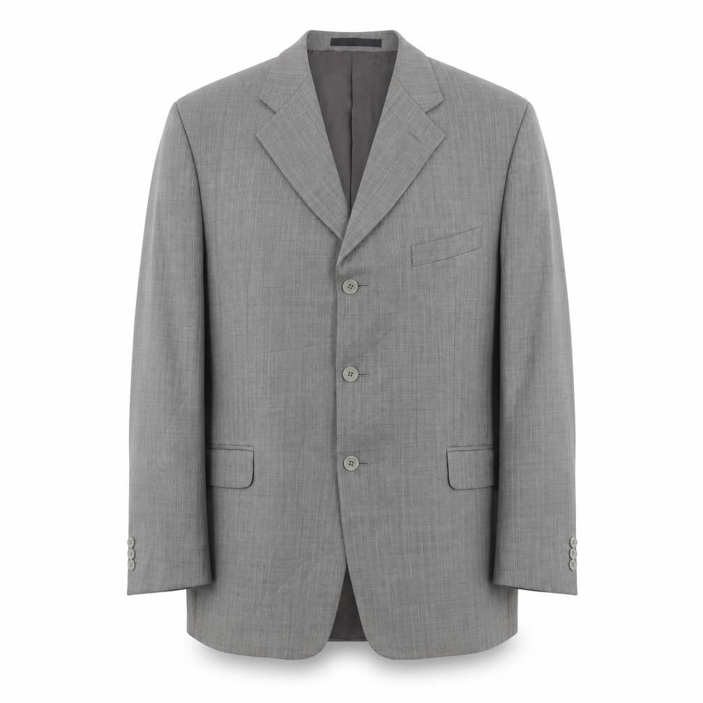 Front view of Zantos men’s grey polyester jacket suit jacket, size 44, regular
