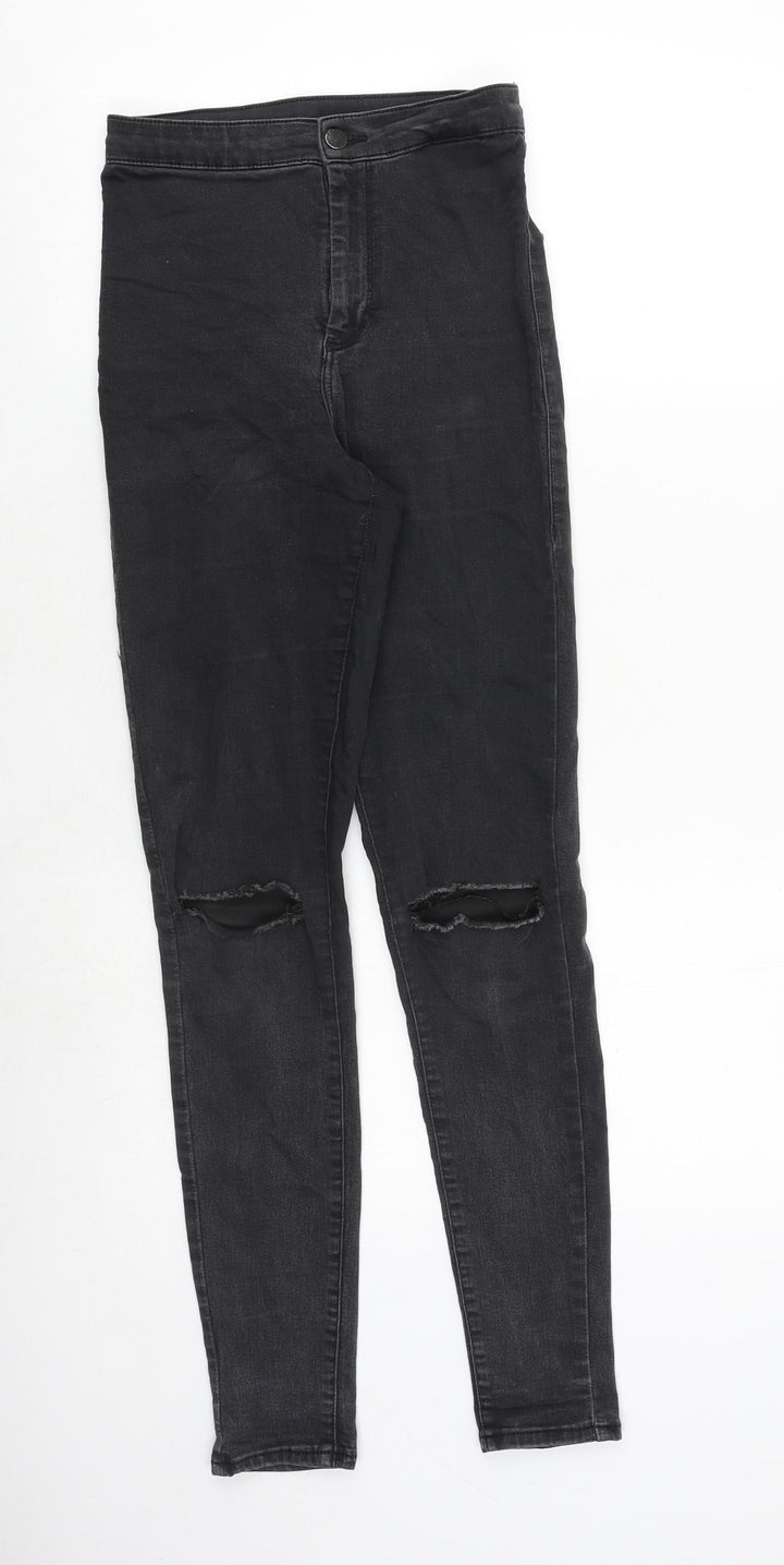 Topshop Womens Grey Cotton Skinny Jeans Size 26 in Regular Zip