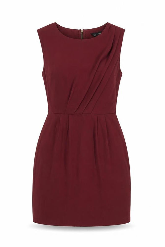 Front view of Topshop women’s pink polyester a-line, size UK 6, round neck zip