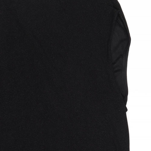 Marks and Spencer Womens Black Polyamide Basic T-Shirt Size 24 V-Neck - Ruched Front