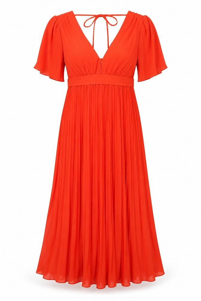 Front view of Nasty Gal women’s red polyester trapeze & swing, size UK 8, v-neck zip
