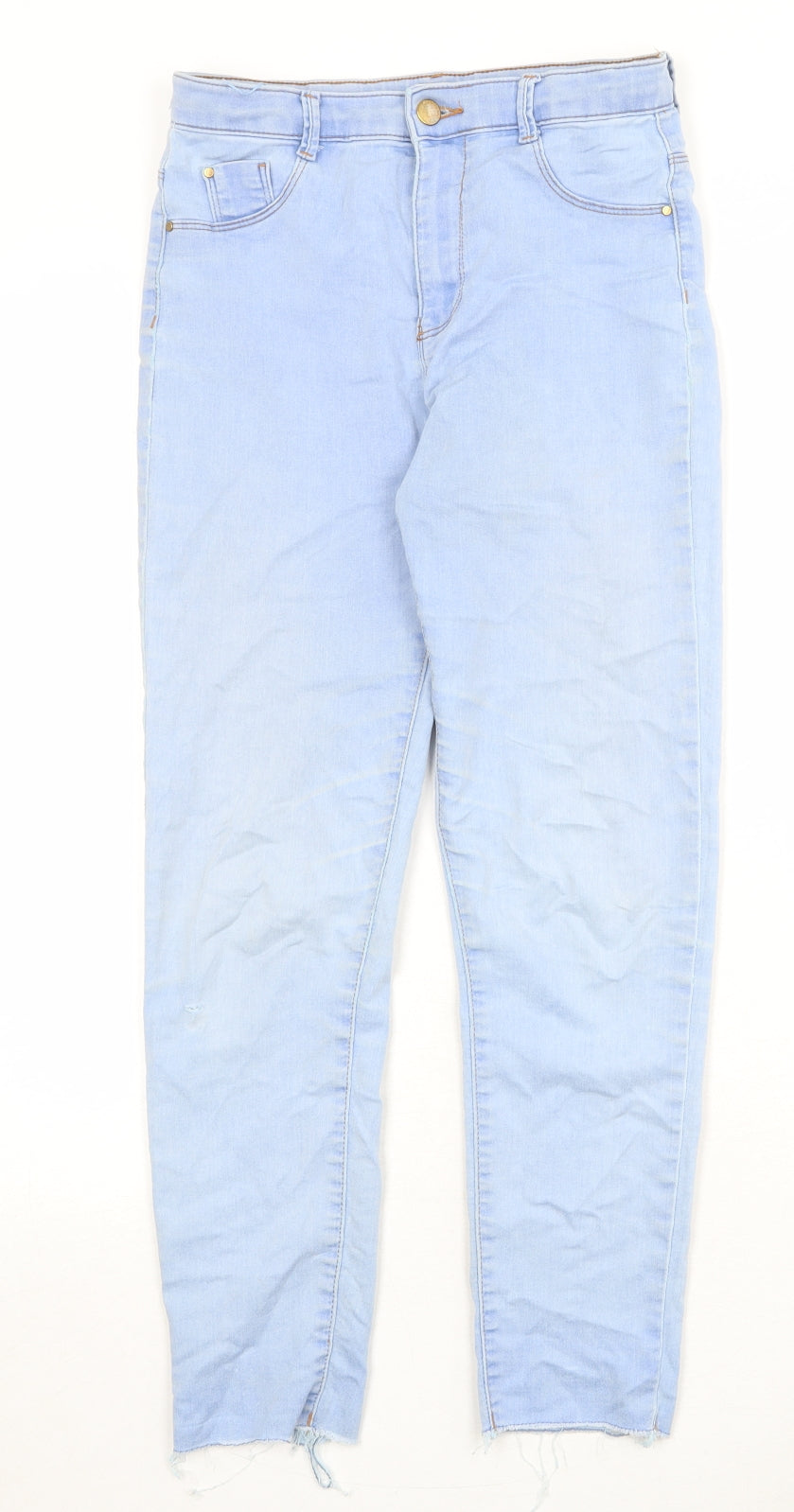 River Island Girls Blue Cotton Skinny Jeans Size 11 Years Regular Zip