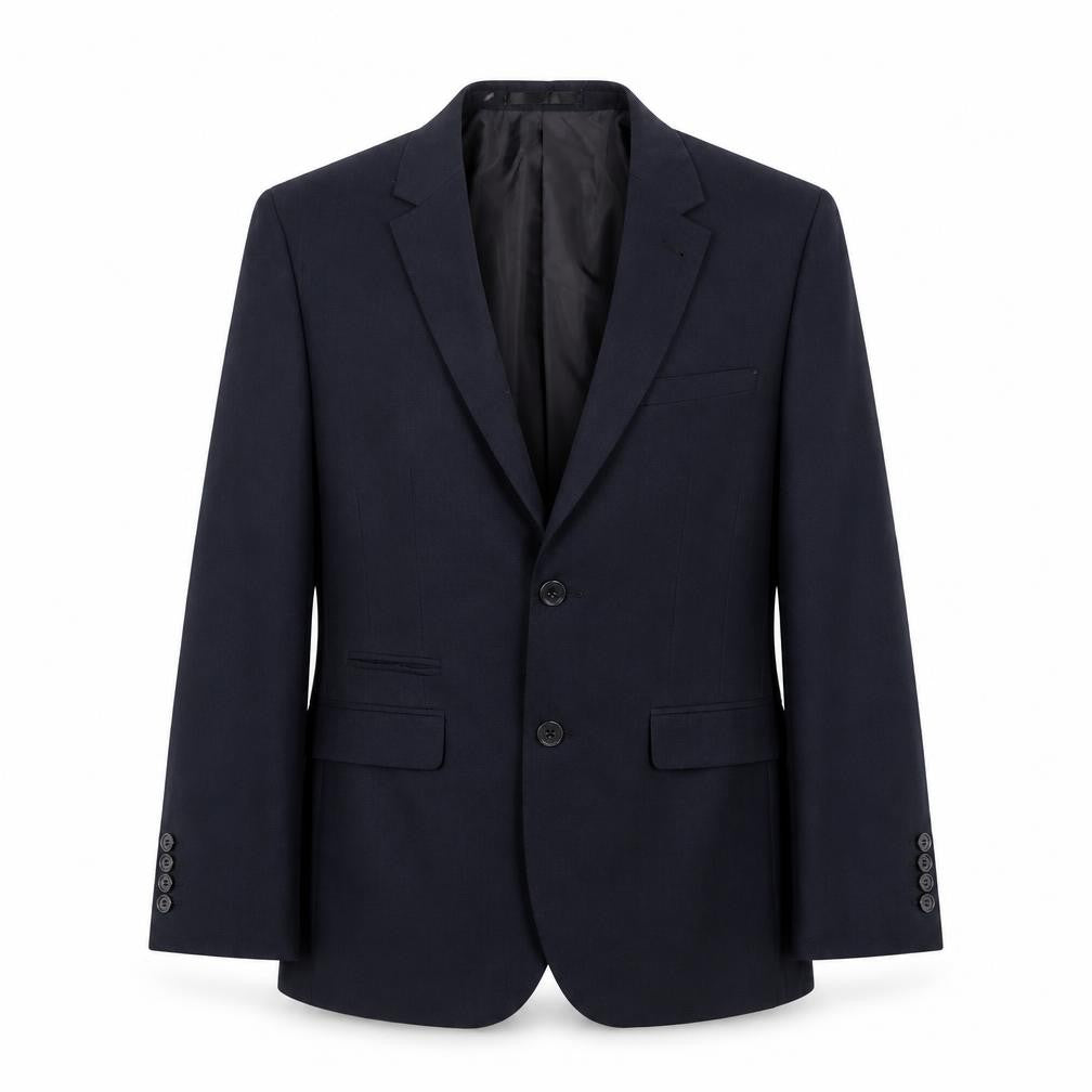 Front view of ONESIX5IVE men’s blue polyester jacket suit jacket, size 36, regular