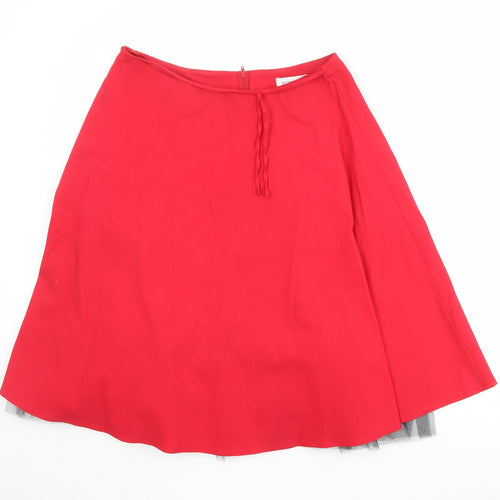 Topshop Womens Red Viscose A-Line Skirt Size 12 Zip