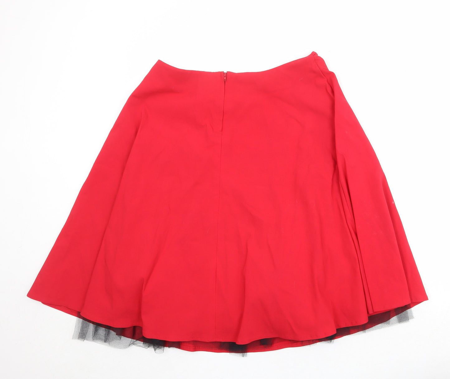 Topshop Womens Red Viscose A-Line Skirt Size 12 Zip