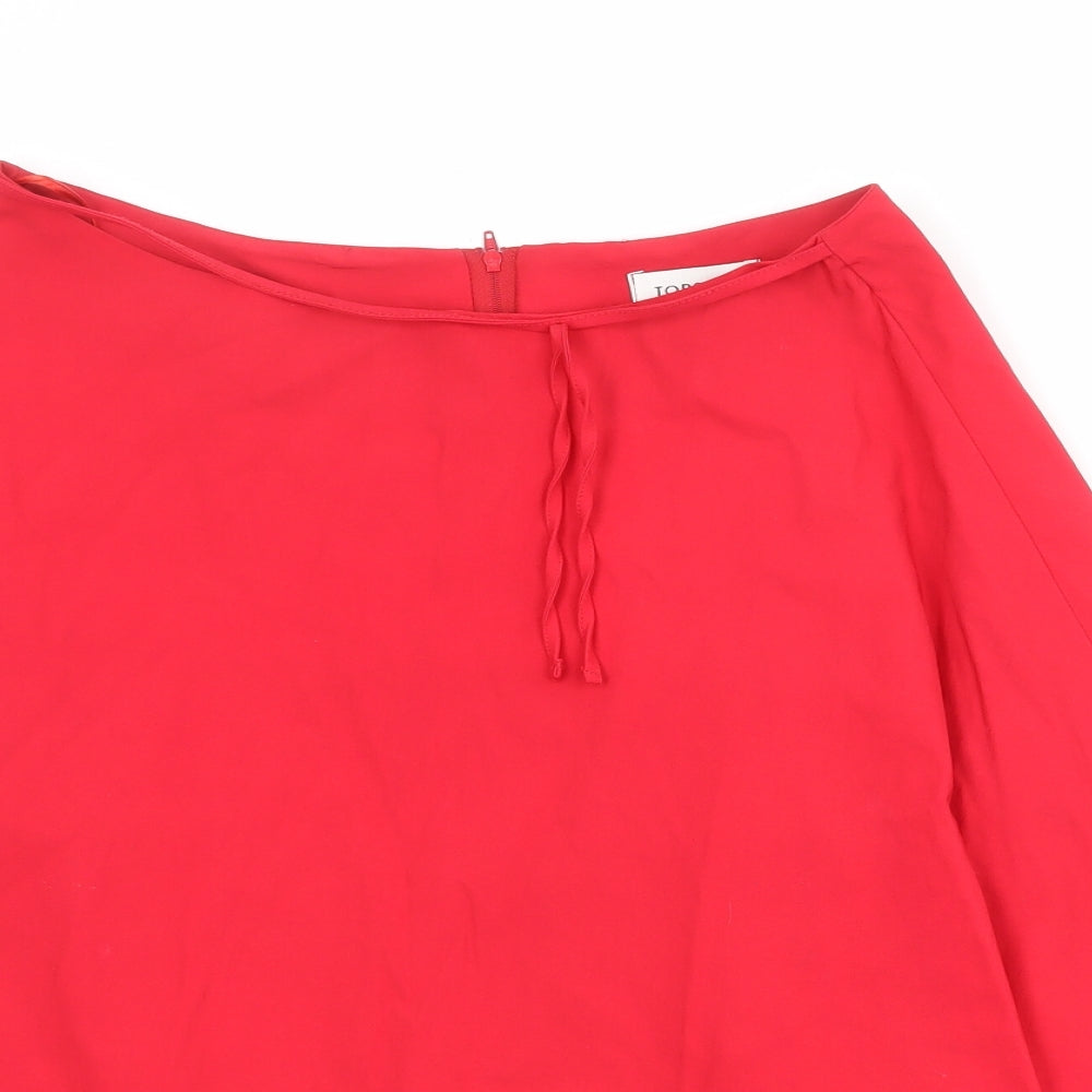 Topshop Womens Red Viscose A-Line Skirt Size 12 Zip