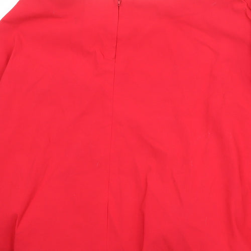 Topshop Womens Red Viscose A-Line Skirt Size 12 Zip