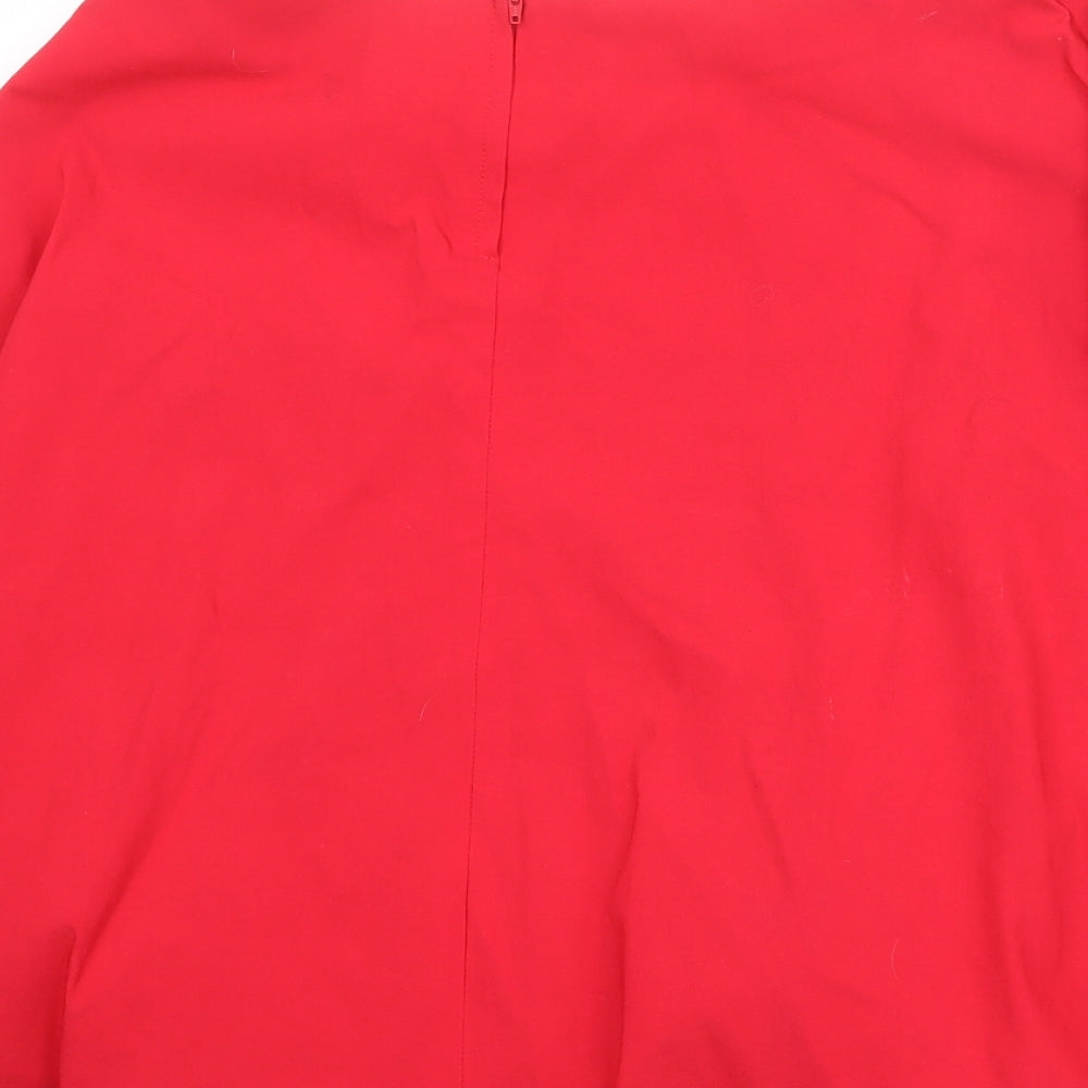 Topshop Womens Red Viscose A-Line Skirt Size 12 Zip
