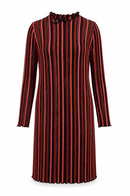 Front view of Zara women’s multicoloured striped polyester a-line, size S, round neck pullover