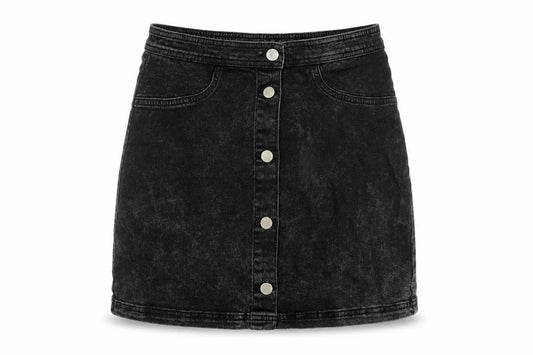 H&M Girls Black Cotton Mini Skirt Size 14 Years Regular Button