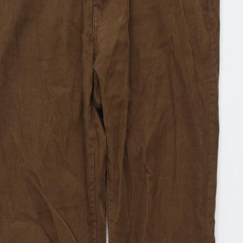 Marks and Spencer Mens Brown Cotton Trousers Size 34 in L31 in Regular Button