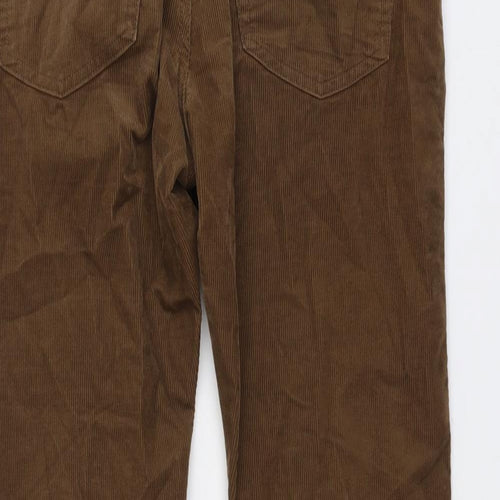 Marks and Spencer Mens Brown Cotton Trousers Size 34 in L31 in Regular Button