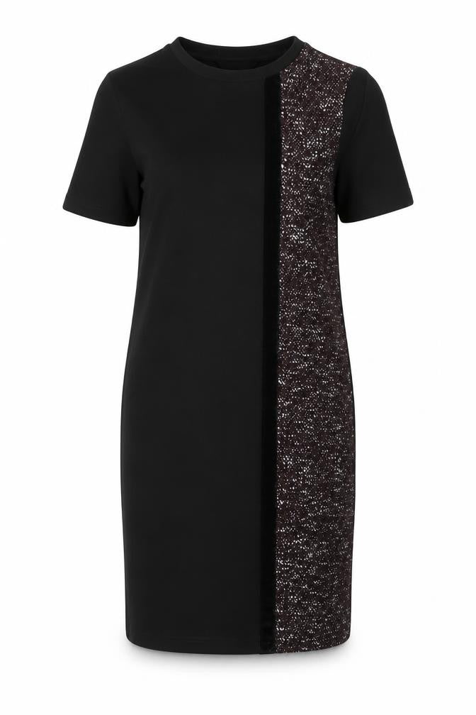 New Look Womens Black Colourblock Polyester T-Shirt Dress Size 8 Round Neck Pullover
