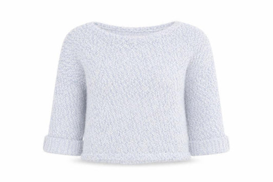 Front view of New Look women’s blue round neck polyester jumper, size UK 10