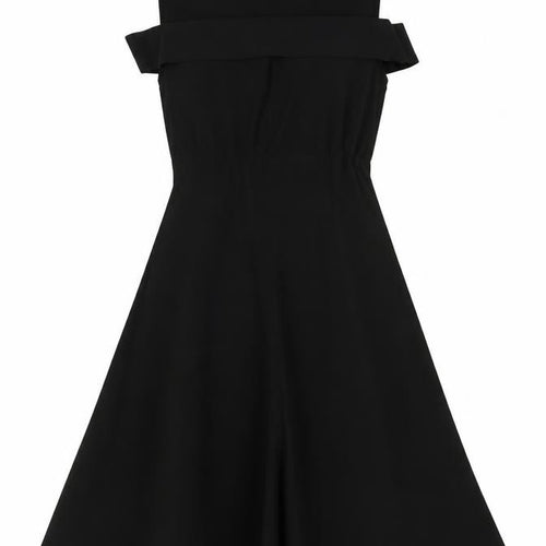 Very Womens Black Viscose Skater Dress Size 10 Round Neck Pullover - Cold Shoulder