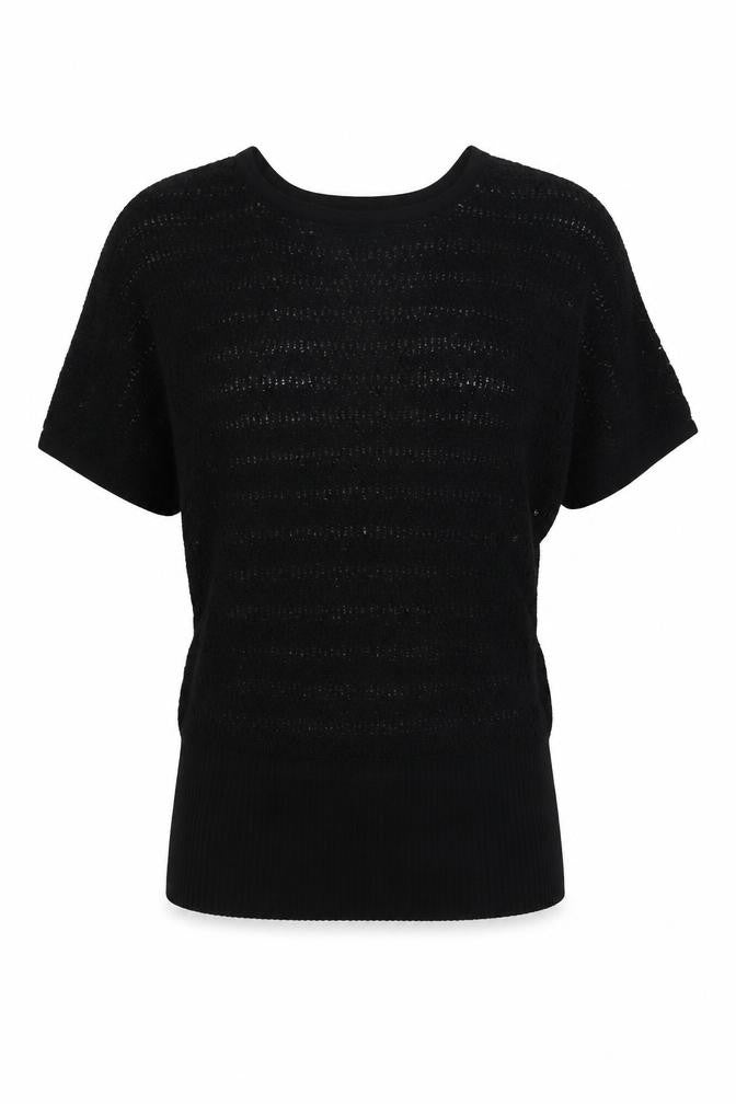 Front view of South women’s black round neck acrylic jumper, size UK 14