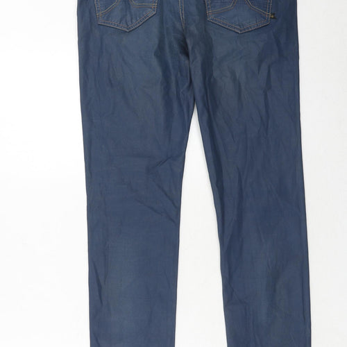 Gsus Sindustries Womens Blue Cotton Straight Jeans Size 14 Regular Zip