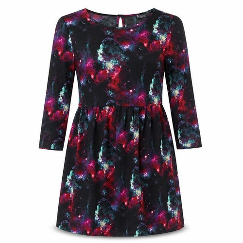 Sparkle & Fade Womens Multicoloured Geometric Polyester Skater Dress Size 8 Round Neck Button