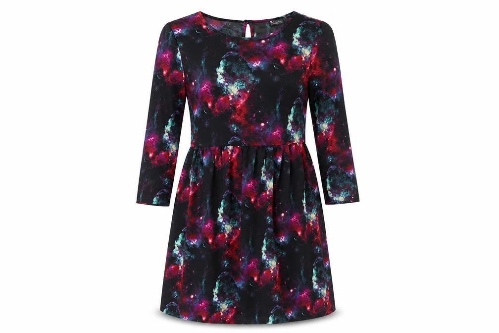 Sparkle & Fade Womens Multicoloured Geometric Polyester Skater Dress Size 8 Round Neck Button