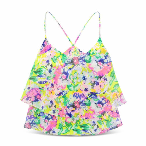 Vera&Lucy Womens Multicoloured Fair Isle Polyester Camisole Tank Size S Round Neck