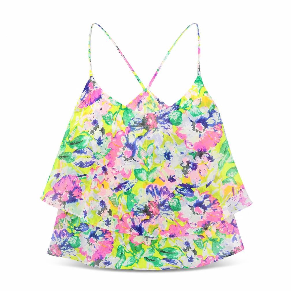 Vera&Lucy Womens Multicoloured Fair Isle Polyester Camisole Tank Size S Round Neck